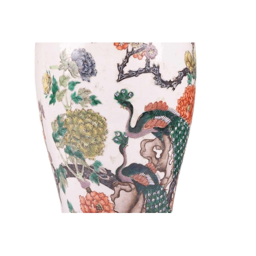 88 - A large Chinese Famille Verte baluster vase, Qing Dynasty, late19th century, painted with a pair of ... 