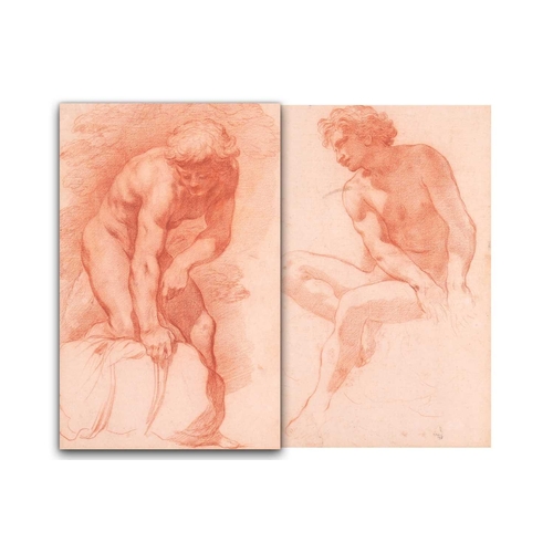 1 - Circle of Pietro da Cortona (Italian 1596 - 1669) Study of a male nude red chalk on laid paper, with... 