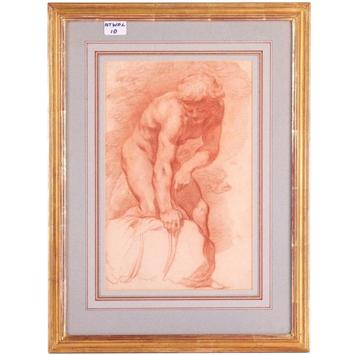 1 - Circle of Pietro da Cortona (Italian 1596 - 1669) Study of a male nude red chalk on laid paper, with... 