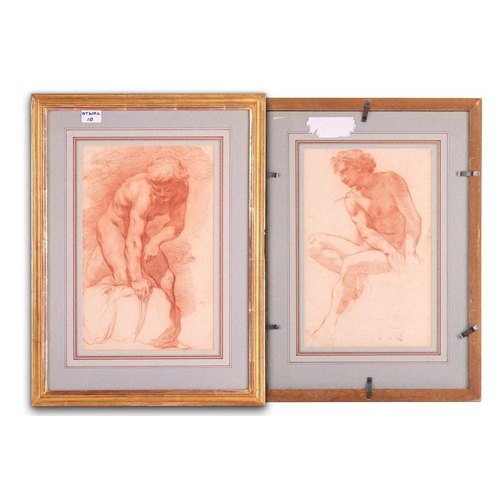 1 - Circle of Pietro da Cortona (Italian 1596 - 1669) Study of a male nude red chalk on laid paper, with... 