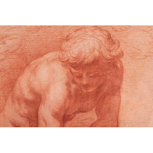 1 - Circle of Pietro da Cortona (Italian 1596 - 1669) Study of a male nude red chalk on laid paper, with... 