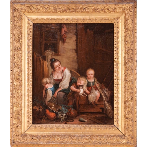 10 - After Francois Boucher La Belle Villageoise (mother attending her children) oil on canvas, 43.5 x 34... 