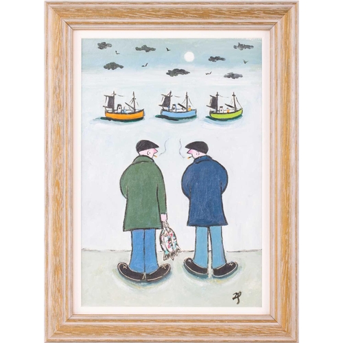 101 - Joan Gillchrest (British 1918-2008) Ben and Willy Watching the Fishing Boats † signed with initials ... 