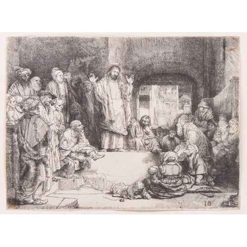 13 - Rembrandt Harmensz. van Rijn (Dutch 1606-1669) Christ Preaching ('La Petite Tomb') etching and drypo... 