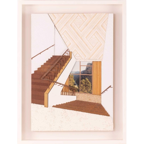 133 - Lucy Williams (British b.1972) 'Staircase (Aalto Re-made)' 2001 † card, wood veneer, wallpaper, phot... 