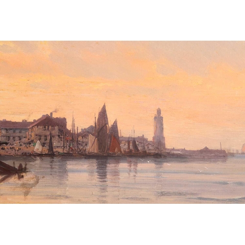 18 - Charles Euphraise Kuwasseg (French 1833 - 1904) A Busy French Coastal Town signed and dated 'C. Kuwa... 