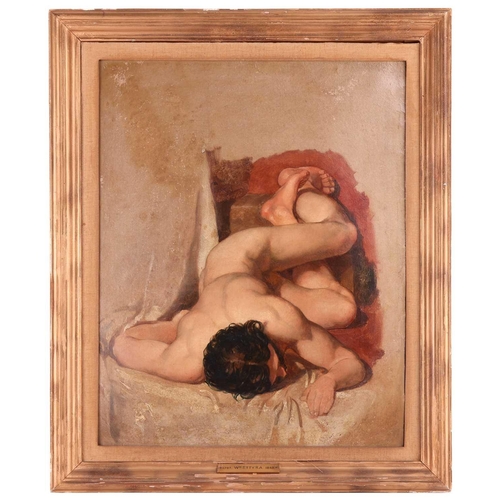 2 - William Etty R.A. (British 1787-1849) Study of a male nude, oil on board, 56.5 x 44.5 cm, framed 70.... 