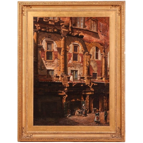 20 - English School, 19th century Teatro di Marcello, Roma oil on canvas, 82 x 57cm., framed 103 x 79cm P... 