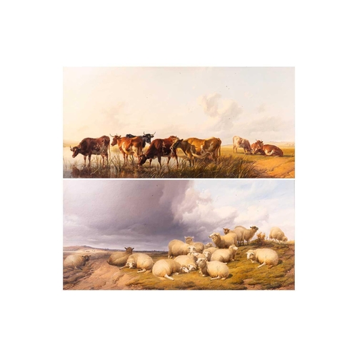 22 - Thomas Sidney Cooper R.A. (British 1803-1902) Cattle by a river; Sheep in a landscape (a pair) both ... 