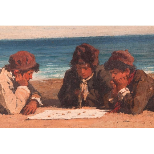 26 - Carl Schloesser (1832 - 1914) Italian Fisher Boys on the Beach signed 'Carl Schloesser' (lower right... 