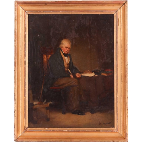 27 - Attributed to John Prescott Knight (1803 - 1881) Portrait of Sir Walter Scott in his study inscribed... 