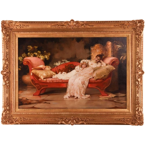 35 - Maude Goodman (British 1853 - 1938) Hush signed and dated 'M.Goodman 94' (on the chaise longue), oil... 