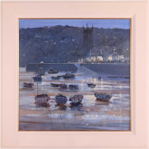 38 - Roger Curtis (British 1910-2000) Lights Along the Wharf, St Ives (2015) † signed 'Roger Curtis' (low... 