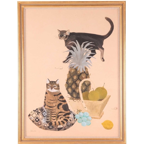 60 - Mary Fedden R.A. (British 1915-2012) Cats and a Pineapple † signed and dated 'Fedden 1981' (lower le... 