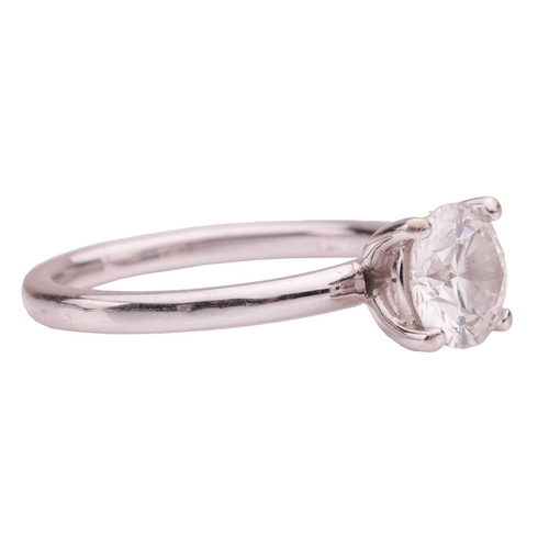 106 - A laboratory-grown diamond solitaire ring, claw-set with a round brilliant-cut synthetic diamond of ... 