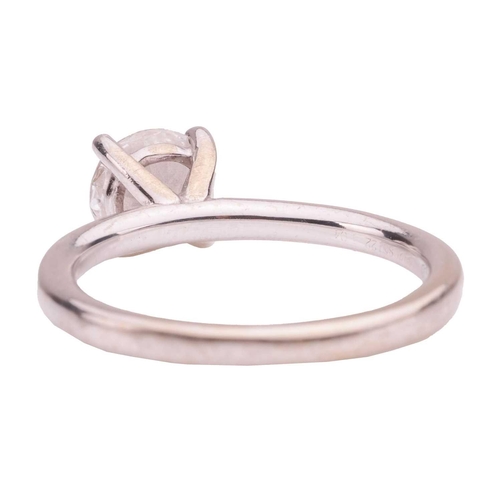 106 - A laboratory-grown diamond solitaire ring, claw-set with a round brilliant-cut synthetic diamond of ... 