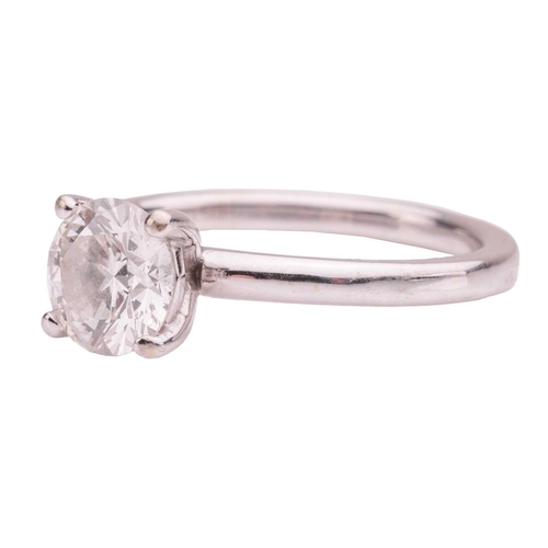 106 - A laboratory-grown diamond solitaire ring, claw-set with a round brilliant-cut synthetic diamond of ... 