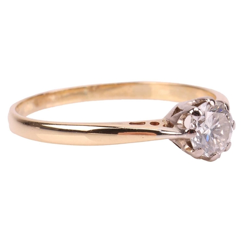 129 - A diamond solitaire ring, the central round brilliant diamond measuring approximately 5.1mm, with an... 