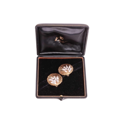 166 - Kutchinsky - a pair of diamond clip-on earrings, set in 18ct gold, of circular form, constructed wit... 