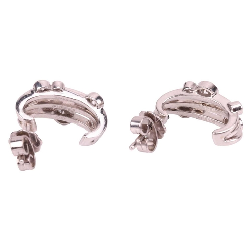 168 - Boodles - a pair of Raindance diamond-set hoop earrings in platinum, each of half-hoop form and coll... 