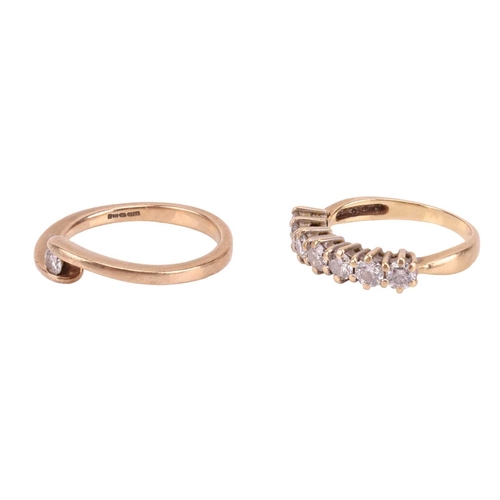 17 - Two diamond rings; to include a seven-stone ring in 18ct gold, consisting of a row of round brillian... 