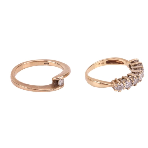 17 - Two diamond rings; to include a seven-stone ring in 18ct gold, consisting of a row of round brillian... 