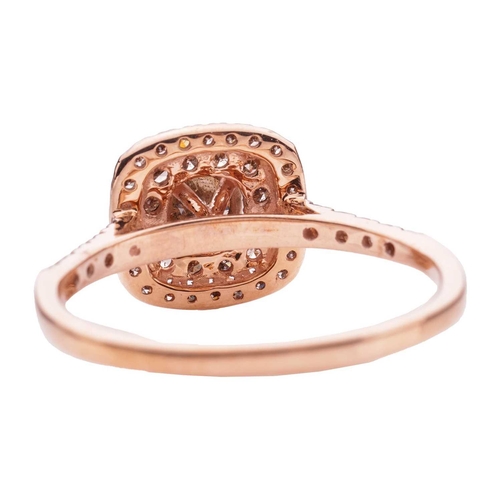 237 - A brown diamond cluster ring in 9ct rose gold, centred with a round brilliant-cut diamond in claw se... 