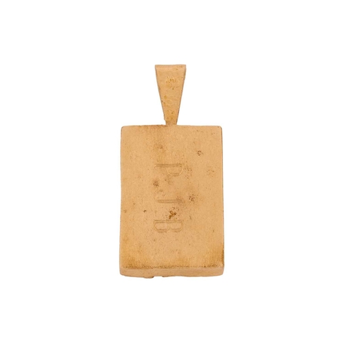 243 - A '1oz' pendant, of a cast rectangular form, depicting the number '1oz' on a textured ground, to a t... 