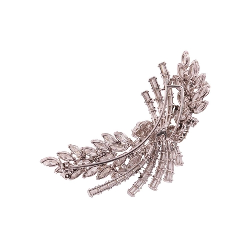 268 - A diamond spray brooch, circa 1960s, in the form of stylised bundle of wheat stocks, set throughout ... 