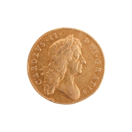 273 - Charles II (1660-85), gold Five Guinea coin, 1683, designed by John Roettiers, obverse with right-fa... 