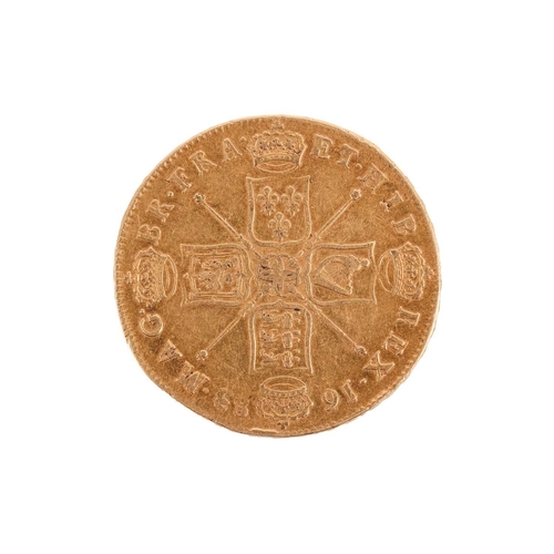 273 - Charles II (1660-85), gold Five Guinea coin, 1683, designed by John Roettiers, obverse with right-fa... 