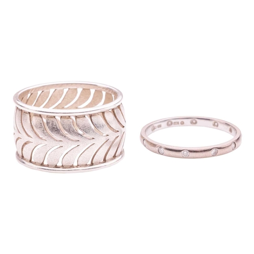 3 - A Villa Palm ring by Tiffany & Co. and a diamond-set eternity ring, the Tiffany & Co ring with wide ... 