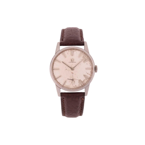 311 - Omega Gentleman's Wristwatch Year: 1950s Case Material: Stainless Steel Case Diameter: 33mm Dial: Si... 