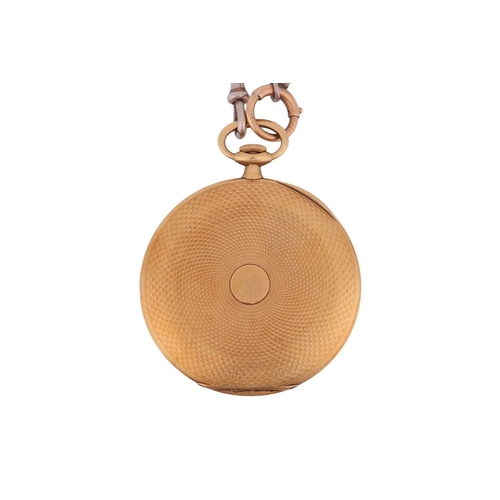 322 - An 18ct gold pocket watch by Longines, the engine turn cover with glazed compartment to a central 2.... 