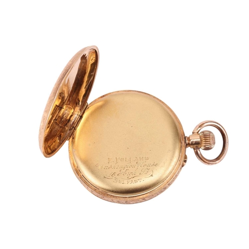 325 - A pocket watch by E. Polland, the 40mm circular golden dial with Roman numerals, blue steel poire ha... 