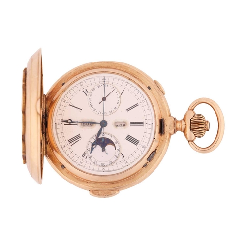 328 - La Phare - a fine 14-carat gold cased minute repeating keyless chronograph pocket watch Number 74584... 