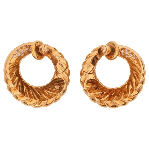 42 - Van Cleef & Arpels - a pair of diamond-set hoop earrings in 18ct yellow gold, of twisted rope design... 