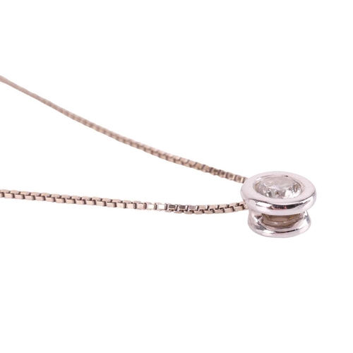 75 - A diamond-set pendant on chain, featuring a round brilliant-cut diamond of 4.0 mm with an estimated ... 