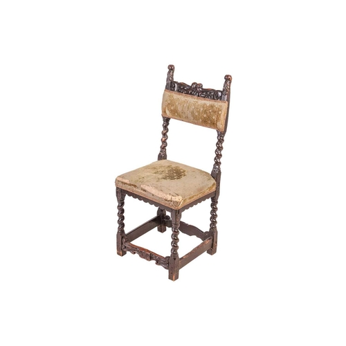 106 - A Charles I documentary walnut side chair, by repute formerly in the ownership of Charles I, bearing... 