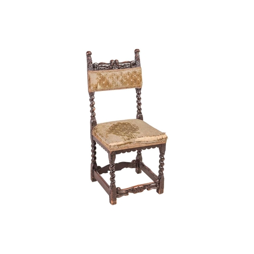 106 - A Charles I documentary walnut side chair, by repute formerly in the ownership of Charles I, bearing... 