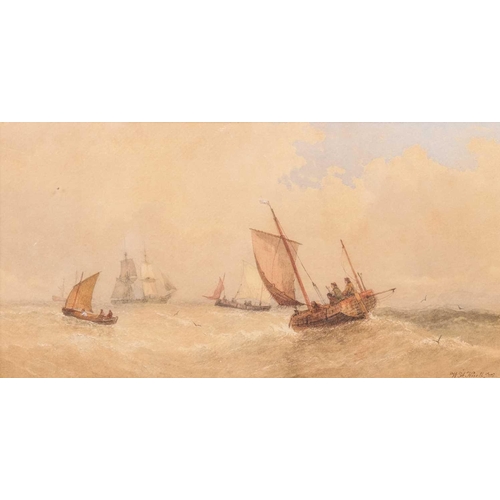 11 - Willliam Adolphus Knell (1801-1875), seascape, watercolour, signed to lower right corner, 24 cm x 47... 