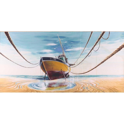 12 - † Stuart Maxwell Armfield (1916 - 2000), Fishing Boat on Shore, signed Stuart Armfield (lower right)... 