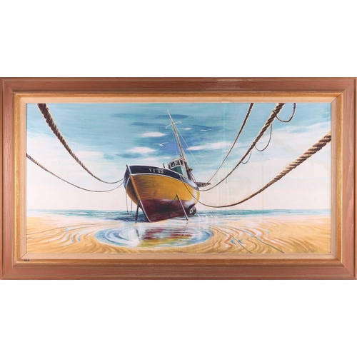 12 - † Stuart Maxwell Armfield (1916 - 2000), Fishing Boat on Shore, signed Stuart Armfield (lower right)... 