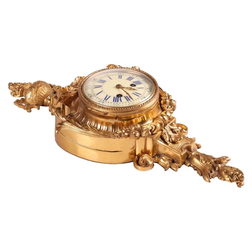 159 - A French Napoleon III gilt bronze 8-day cartel clock by A.D Mougin, the movement chiming the hours a... 