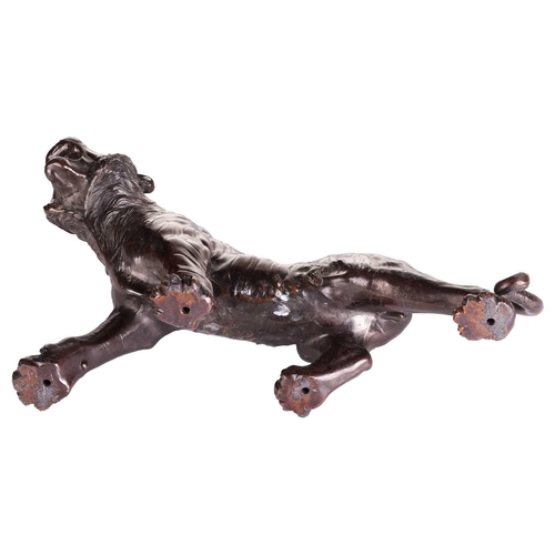 162 - After Seiya, a Japanese bronze patinated spelter figure of a stalking tiger, early 20th century, unm... 