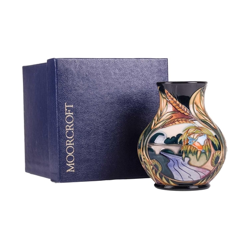 173 - Four boxed contemporary Moorcroft vases, comprising a large limited edition vase in the 'Swallows' d... 