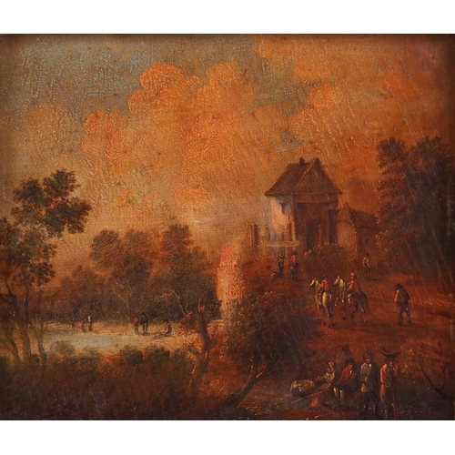 19 - Flemish School (Early 19th century), Figures in a landscape, oil on oak panel, 22 x 25 cm, framed 34... 