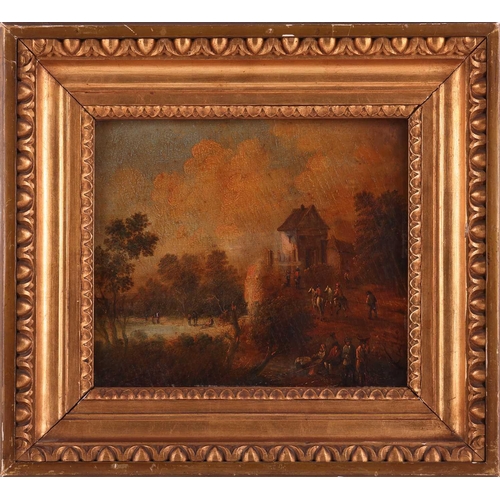 19 - Flemish School (Early 19th century), Figures in a landscape, oil on oak panel, 22 x 25 cm, framed 34... 