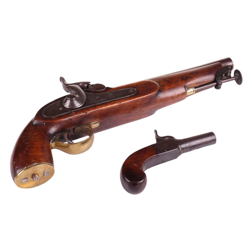 222 - A Victorian 68 calibre percussion 'Tower' pistol, the lock bearing the legend Tower, a crowned broad... 