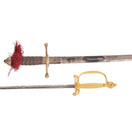 224 - A WW1 Scottish Officers broadsword and scabbard with bell pommel ray skin wire lashed grip and simpl... 